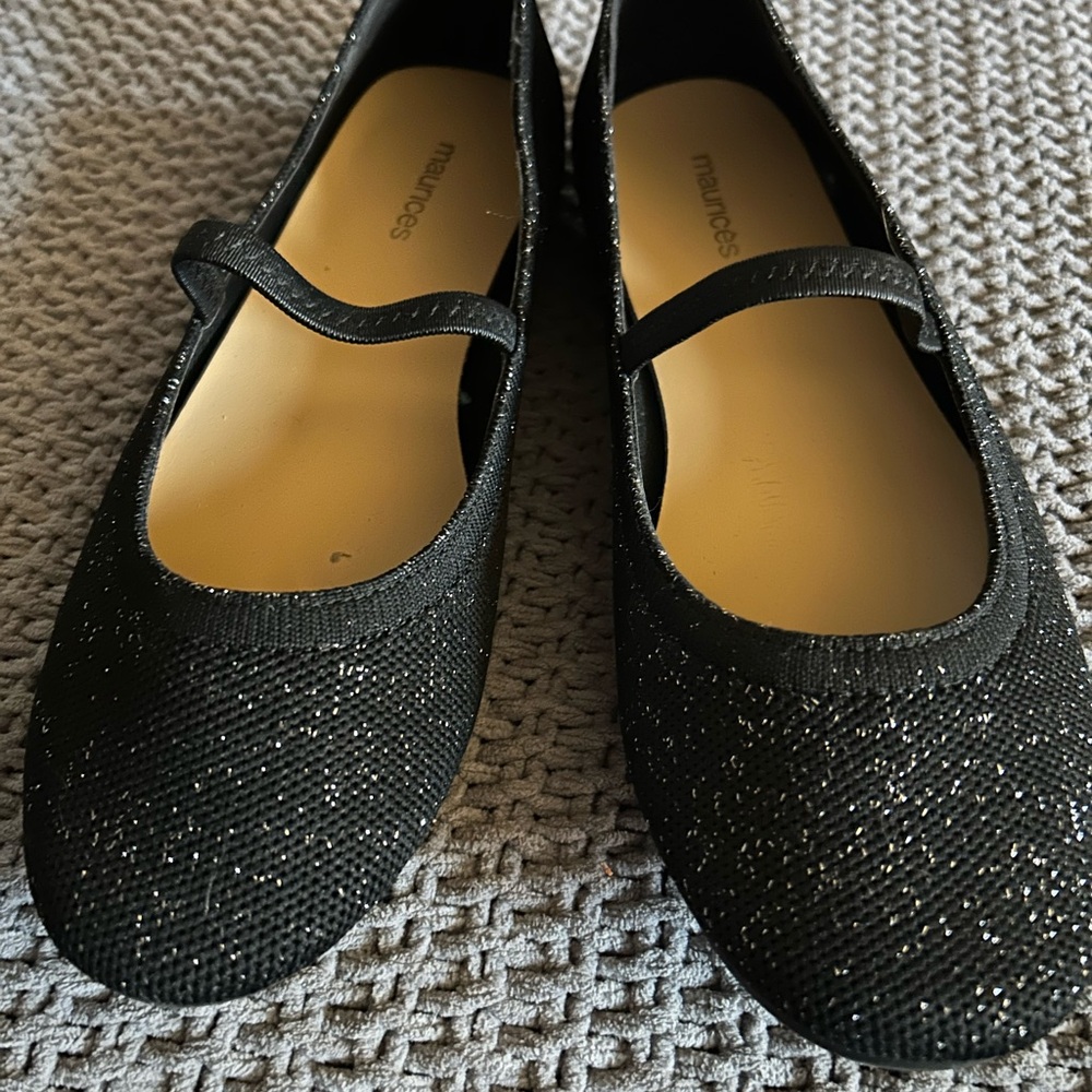 maurices Black Glitter Mary Jane Flats